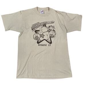 Vintage Boskone 29 90s Beige T-Shirt Rare Sci-Fi Convention Commander Gopher